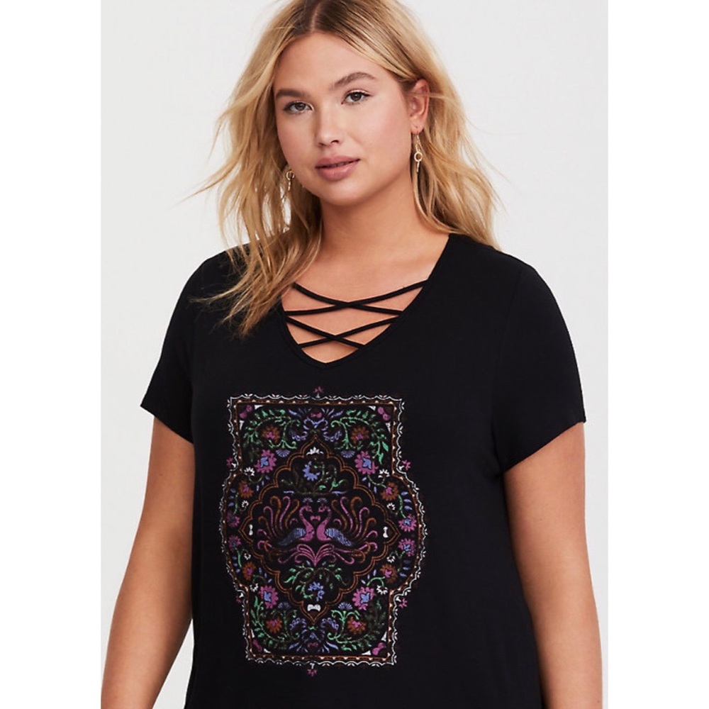 Black Mandala Strappy Slim Fit Tee
